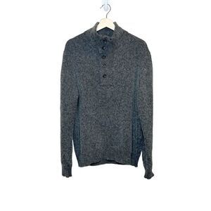 French Connection charcoal gray 1/4 button wool blend sweater size XL